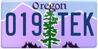 OR license plate 019TEK