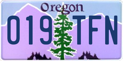 OR license plate 019TFN