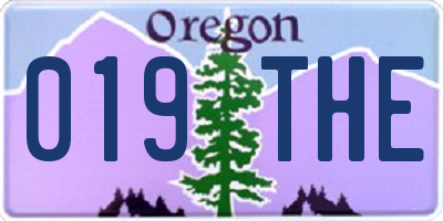 OR license plate 019THE