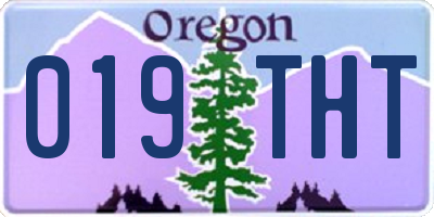 OR license plate 019THT
