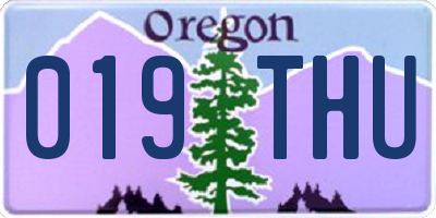 OR license plate 019THU
