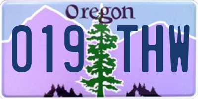 OR license plate 019THW
