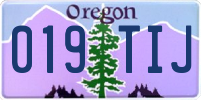 OR license plate 019TIJ