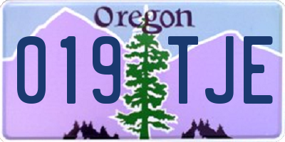 OR license plate 019TJE