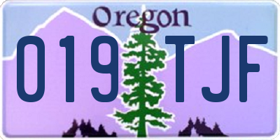 OR license plate 019TJF