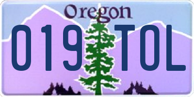 OR license plate 019TOL