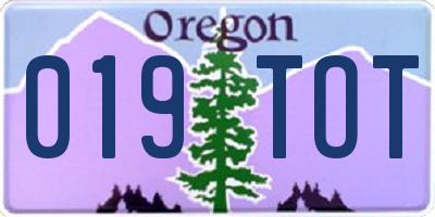 OR license plate 019TOT