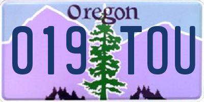 OR license plate 019TOU