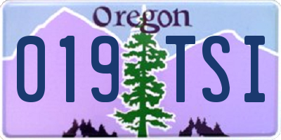 OR license plate 019TSI
