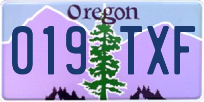 OR license plate 019TXF