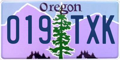 OR license plate 019TXK