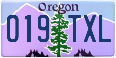 OR license plate 019TXL
