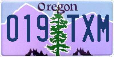 OR license plate 019TXM