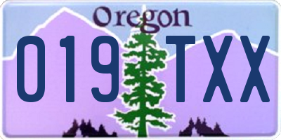 OR license plate 019TXX