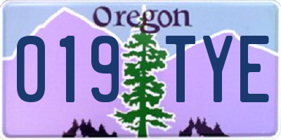 OR license plate 019TYE