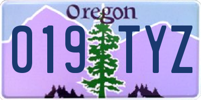 OR license plate 019TYZ