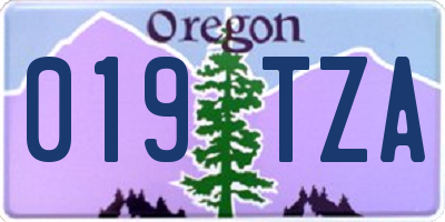 OR license plate 019TZA