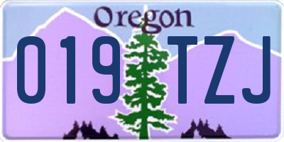 OR license plate 019TZJ