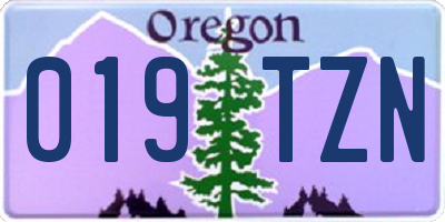OR license plate 019TZN