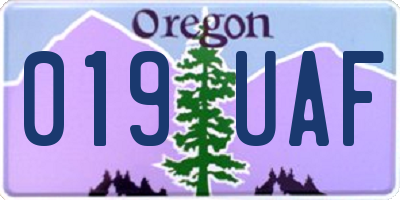 OR license plate 019UAF