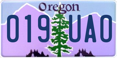 OR license plate 019UAO