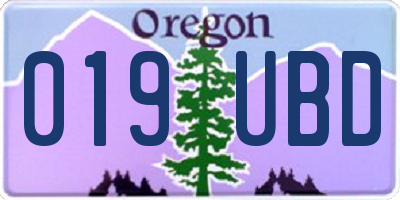 OR license plate 019UBD
