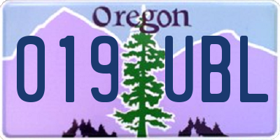 OR license plate 019UBL