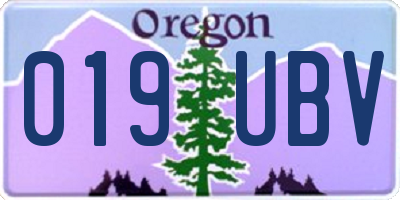 OR license plate 019UBV