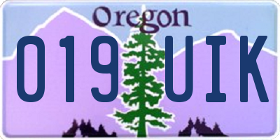 OR license plate 019UIK