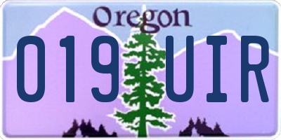 OR license plate 019UIR