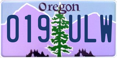 OR license plate 019ULW