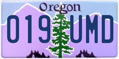 OR license plate 019UMD