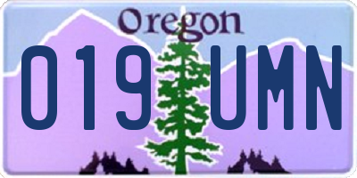 OR license plate 019UMN
