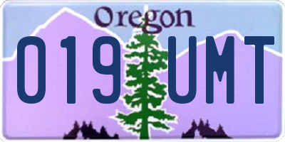 OR license plate 019UMT