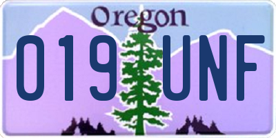 OR license plate 019UNF
