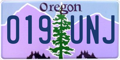 OR license plate 019UNJ
