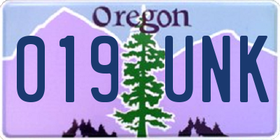 OR license plate 019UNK