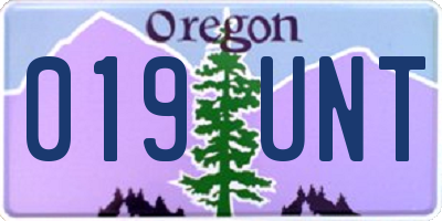 OR license plate 019UNT