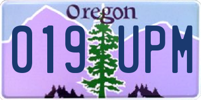 OR license plate 019UPM