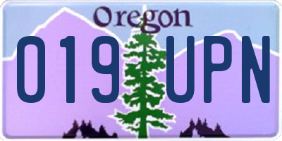 OR license plate 019UPN