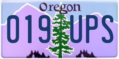 OR license plate 019UPS