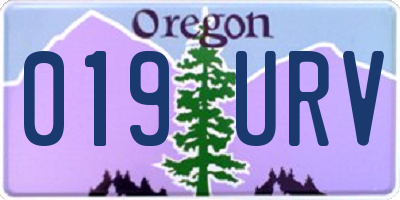 OR license plate 019URV