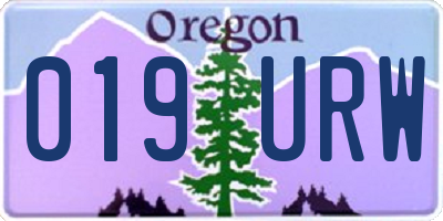 OR license plate 019URW