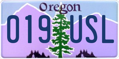 OR license plate 019USL