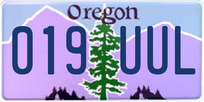 OR license plate 019UUL