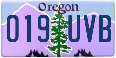 OR license plate 019UVB