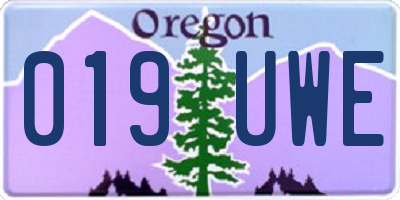 OR license plate 019UWE