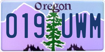 OR license plate 019UWM