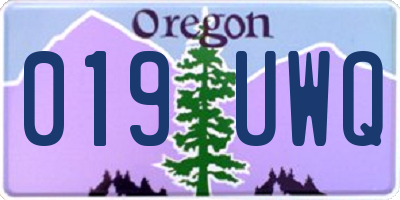OR license plate 019UWQ