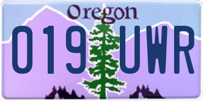 OR license plate 019UWR